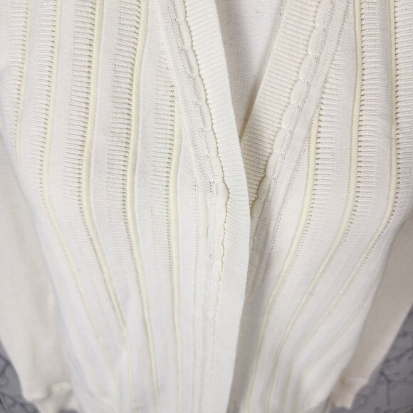 3.1 Phillip Lim Ivory Cotton Crepe V-Neck Lace Cardigan - Picture 3 of 9